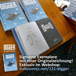 DIGGER Aktion Buch - Signiertes Exemplar mit einer Originalzeichnung!