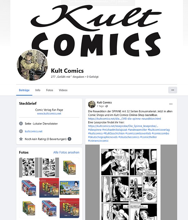 Kult Comics bei Facebook